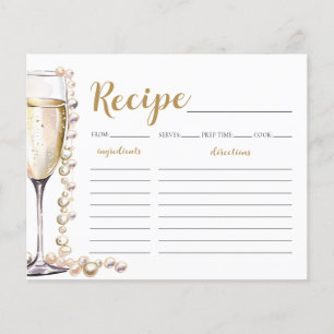 Gold Pearls and Prosecco Bridal Shower Recipe Card