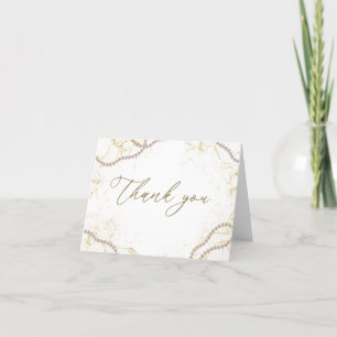 Gold Pearls and Prosecco Bridal Shower  Thank You Card