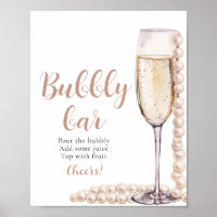 Gold Pearls and Prosecco Champagne Bubbly Bar Sign