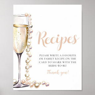 Gold Pearls and Prosecco Champagne Recipes Sign