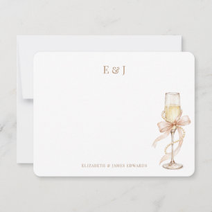 Gold Pearls and Prosecco Elegant Couple Monogram Card