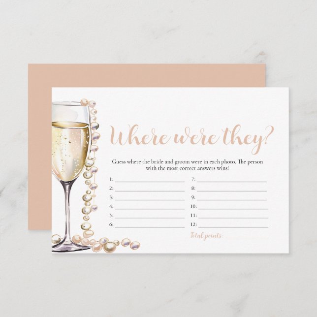 Gold Pearls and Prosecco Where Were They Game Invitation (Front/Back)