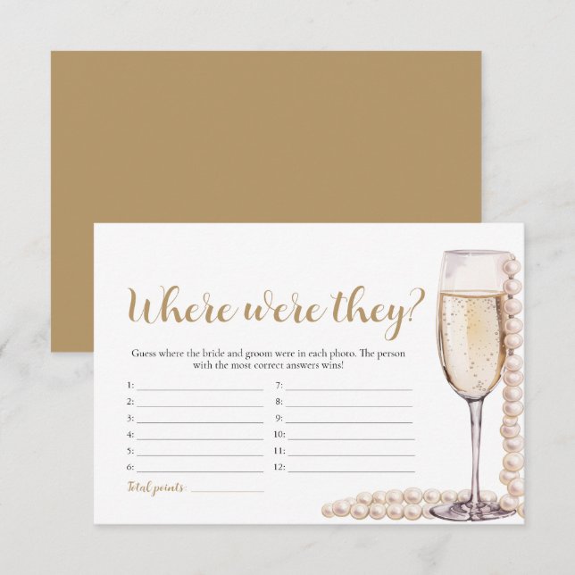 Gold Pearls and Prosecco Where Were They Game Invitation (Front/Back)