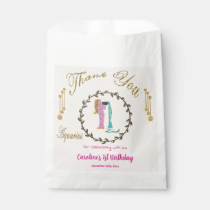 Gold & Pearls Aquarius 1st Birthday Thank You Favour Bag