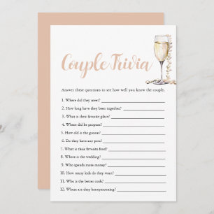 Gold Pearls & Prosecco Couple Trivia Bridal Game  Invitation