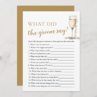 Gold Pearls & Prosecco What Did The Groom Say Game