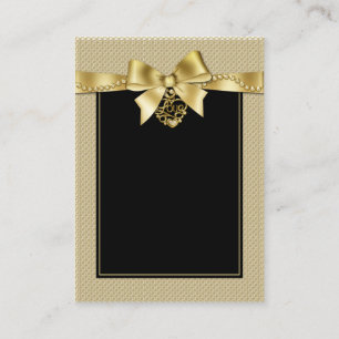 Gold Pearls Ribbon on Black Seating Cards