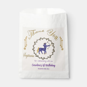 Gold & Pearls Sagittarius 1st Birthday Thank You Favour Bag