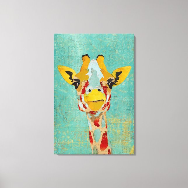 Gold Peeking Giraffe Art Canvas (Front)