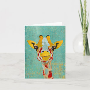Gold Peeking Giraffes Notecard