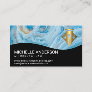 Gold Pen   Justice Scale Logo   Blue Marble Business Card
