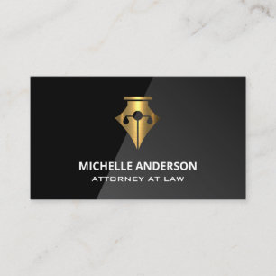 Gold Pen Justice Scales   Legal Logo Business Card