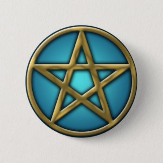 Gold Pentacle on Water 2 Inch Round Button