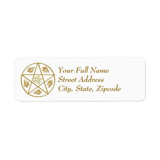 Gold Pentacle with Holly & Oak - Return Label Return Address Label