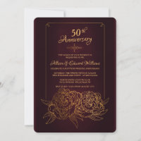 Gold Peonies Invitation