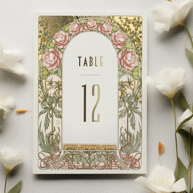 Gold Peonies Vintage Wedding Table Numbers (Creator Uploaded)