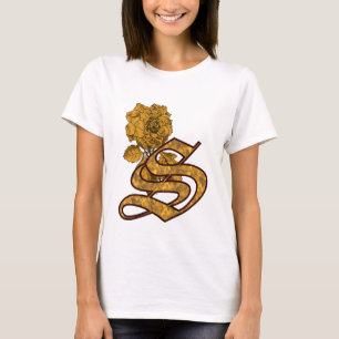 Gold Peony Elegant Monogram Initial S T-Shirt
