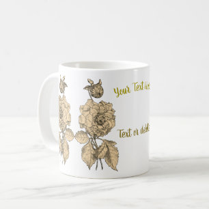 Gold Peony Personalized Coffee Mug
