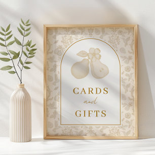 Gold Perfect Pear Bridal Shower Cards & Gifts Sign