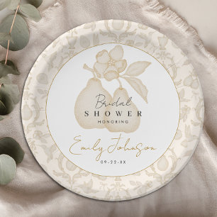 Gold Perfect Pear Bridal Shower Paper Plates