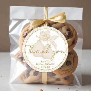 Gold Perfect Pear Bridal Shower Thank You Favour Classic Round Sticker
