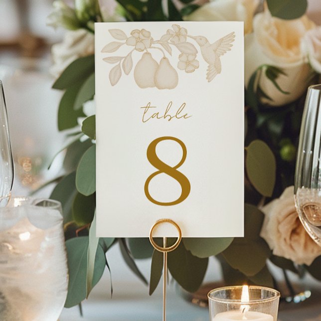 Gold Perfect Pear Wedding Table Number (Table Number)