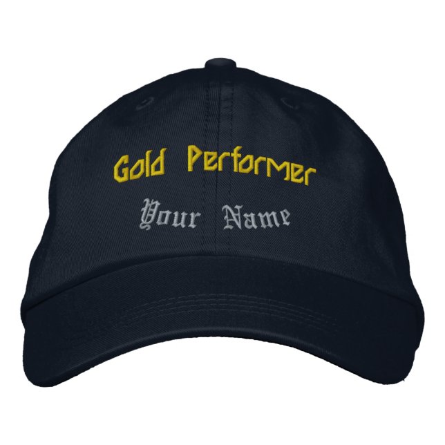 Gold Performer Navy Personalized Celebrating-Hat  Embroidered Hat (Front)