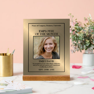 Gold/Personalised Photo - Employee Award Acrylic Sign