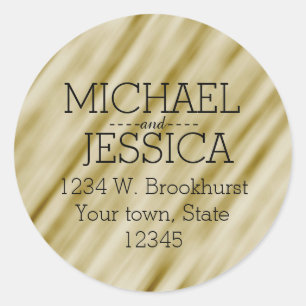 Gold Personalized address Classic Round Sticker