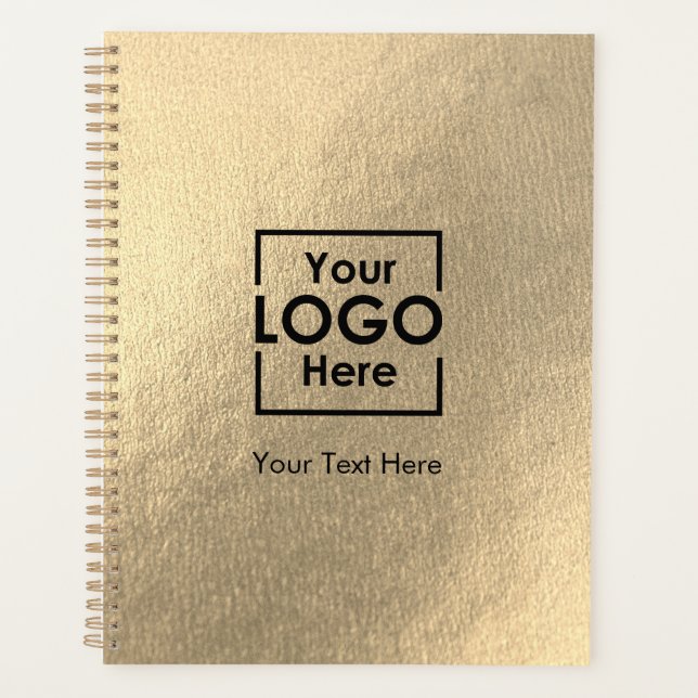 Gold Personalized Business Logo Text Corporate Planner (Front)