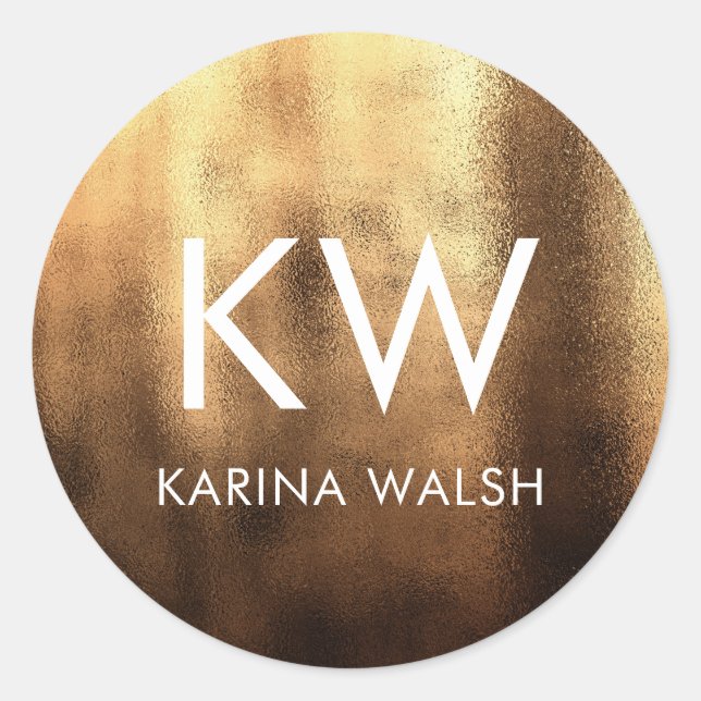 Gold personalized initial monogram stickers (Front)