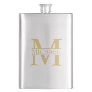 Gold Personalized Monogram and Name Hip Flask