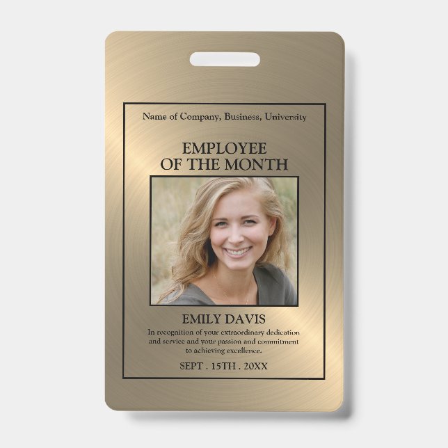 Gold/Personalized Photo - Employee Award Badge (Front)