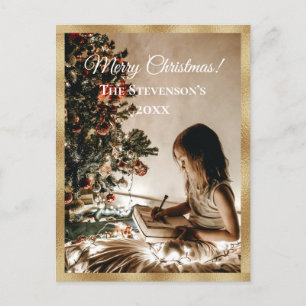 Gold Personalized Photo Holiday Merry Christmas Postcard