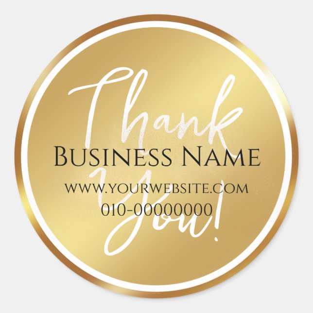 Gold | Personalized Thank You  Classic Round Sticker (Front)