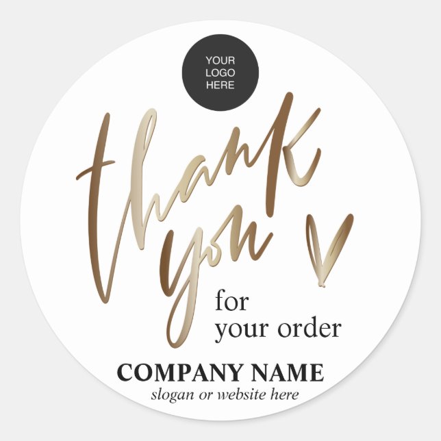 Gold Personalized Thank you Sticker set (Front)