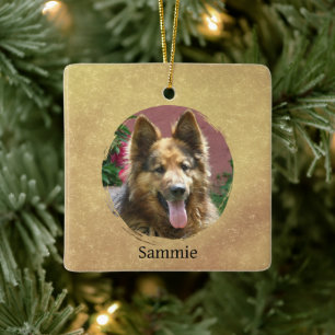 Gold Pet Dog Photo Christmas Ornament