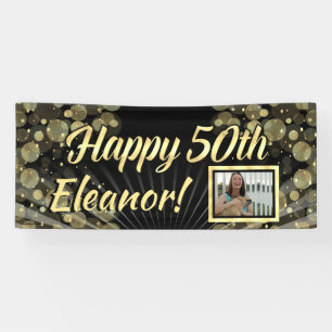 Gold Photo 50th Birthday Party Banner