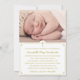 Gold Photo Baptême / Invitation Christening