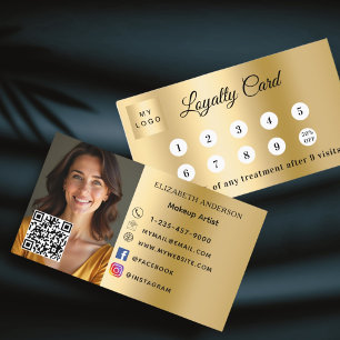 Gold photo business logo QR code loyalty card