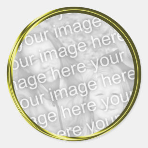 gold photo frame classic round sticker