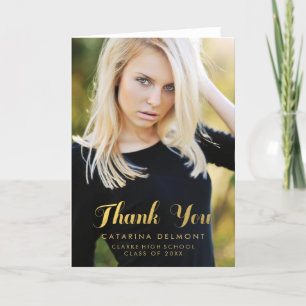 Gold Photo Graduation Thank You Card