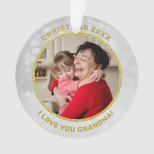 Gold Photo I Love You Grand-mère Acrylique Ornamen