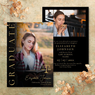 Gold Photo Law School Graduation Announcement