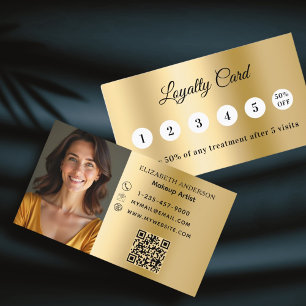 Gold photo QR code business loyalty card
