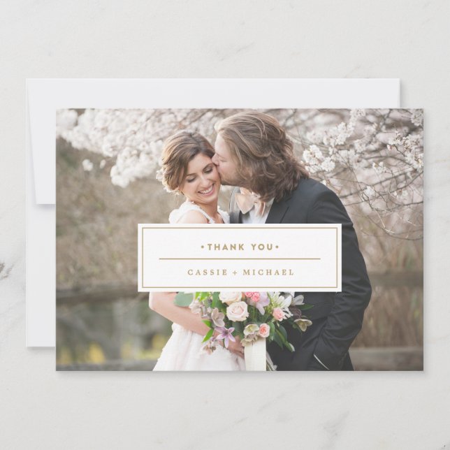 GOLD PHOTO THANK YOU CARD wedding thank you card (Front)