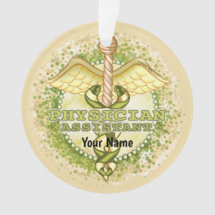 Gold Physician Assistant caduceus Ornament