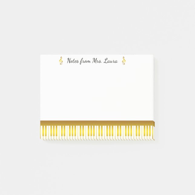 Gold Piano Keyboard Musical Instrument for Pianist Post-it Notes (Front)