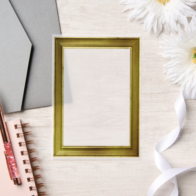 Gold Picture Frame Look Photo or Text Overlay Vellum Invitations (Wedding)