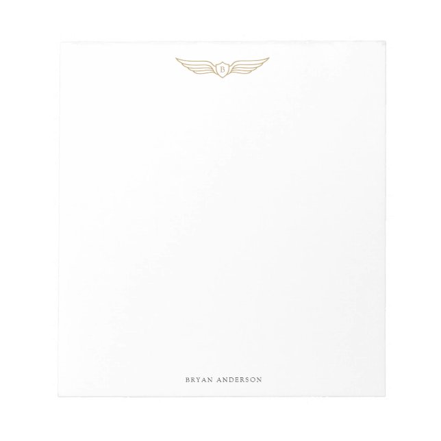 Gold Pilot Wings Monogram Notepad (Front)